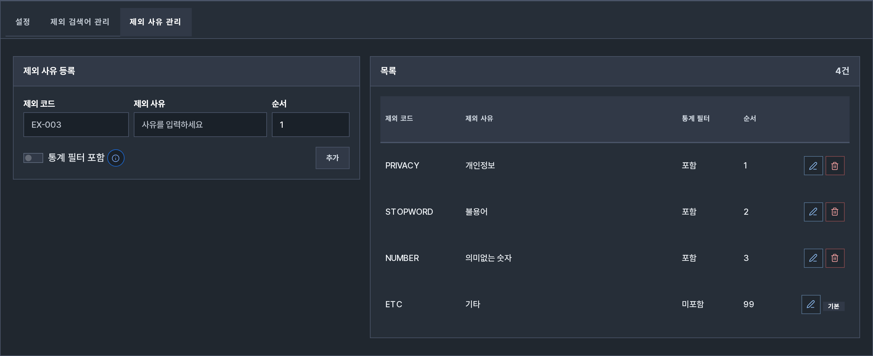인기검색어 제외 사유 관리